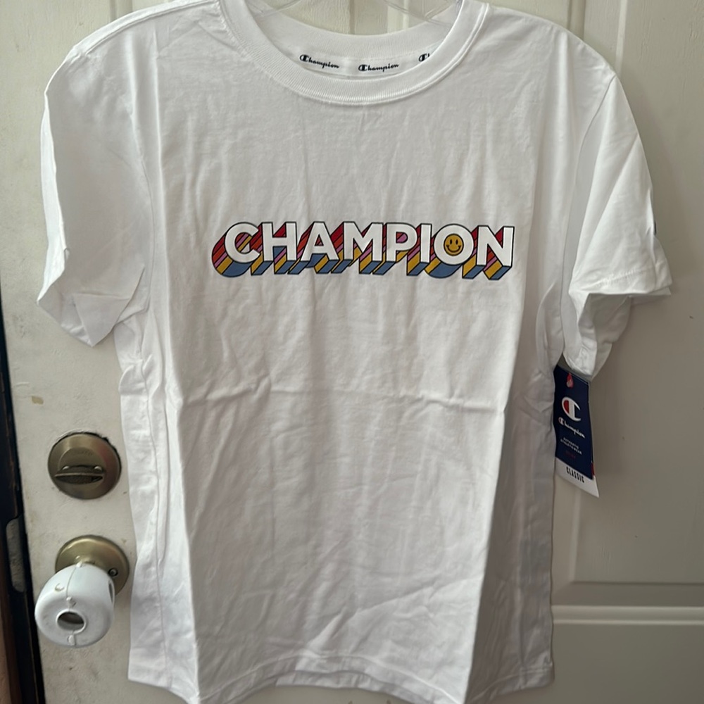 CHAMPION WOMEN’S PLUS SIZE LOGO TEE: WHITE: NWT: SZ M